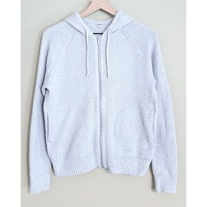 UNIQLO Fuzzy Cozy Knit Full Zip Hoodie Sweatshirt Light Blue Size S